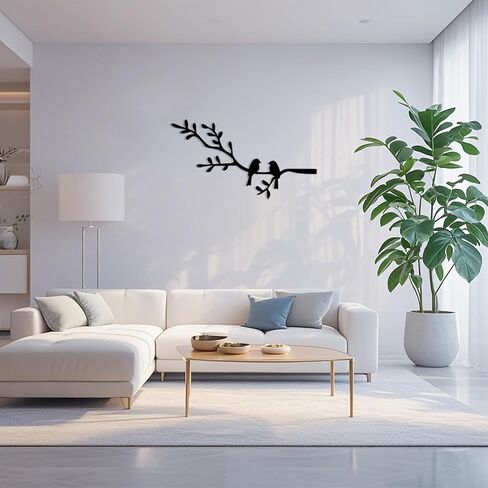 Jidecor Metal Branch Birds Wall Art Decor Black Leaves with Birds Metal Sculpture for Home Balcony Garden Above Bed Living Room Outdoor Wall Hanging Decoration (Black, Small) in Saudi Arabia