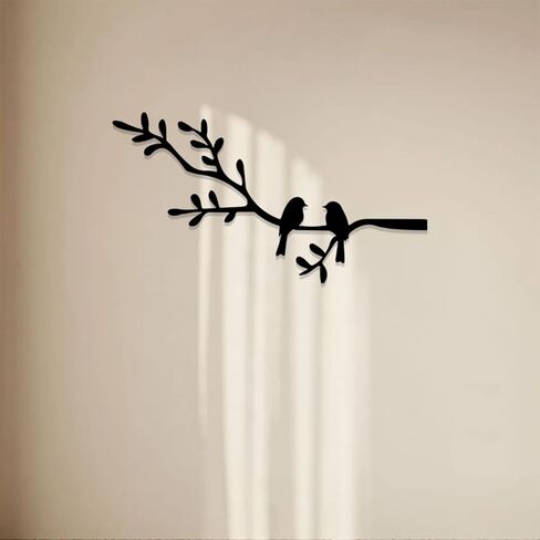 Jidecor Metal Branch Birds Wall Art Decor Black Leaves with Birds Metal Sculpture for Home Balcony Garden Above Bed Living Room Outdoor Wall Hanging Decoration (Black, Small) in Saudi Arabia