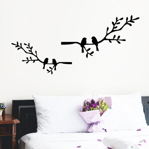 Jidecor Metal Branch Birds Wall Art Decor Black Leaves with Birds Metal Sculpture for Home Balcony Garden Above Bed Living Room Outdoor Wall Hanging Decoration (Black, Small) in Saudi Arabia