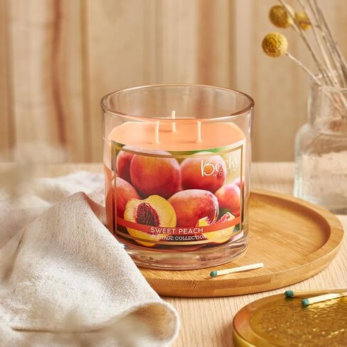 Sweet Peach Scented 3-wick Candle in Glass Jar | Candles for Home | 14.5oz Rustic Home Decor Novelty Candle | 60 Hour Burn Time Candle in Saudi Arabia