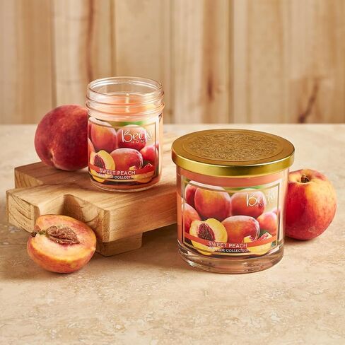 Sweet Peach Scented 3-wick Candle in Glass Jar | Candles for Home | 14.5oz Rustic Home Decor Novelty Candle | 60 Hour Burn Time Candle in Saudi Arabia
