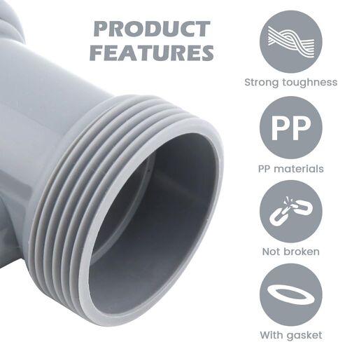 Kitchen Sink Drain Pipe Adapter Wye, 45mm 3 Way Y-Shaped Strainer Connector, Waste Outlet Male Female Thread Fitting with Dishwasher Input(COLOR:Grey) in Saudi Arabia