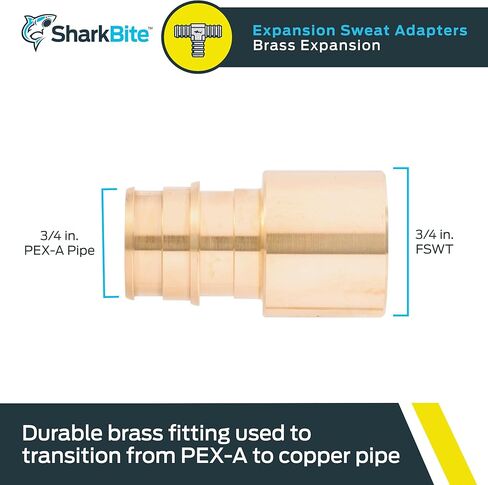SharkBite 3/4 x 3/4 Inch Expansion FNPT Sweat Adapter for PEX-A Pipe, Brass Plumbing Fittings, Female NPT Adapter for PEX-A Tubing, UAB606LFA in Kuwait