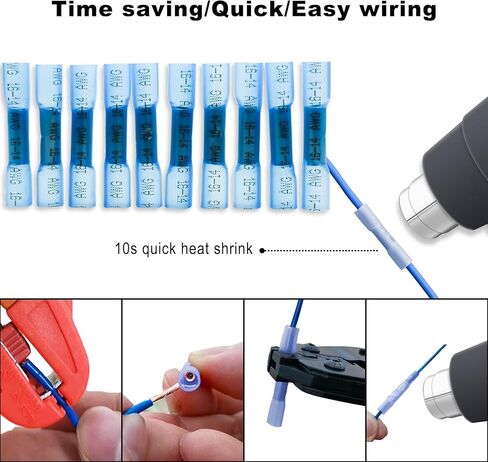 500PCS Blue Heat Shrink Butt Connectors AWG16-14, Waterproof Marine Electrical Heat Shrink Wire Connectors, Solder Seal Wire Connectors, Insulated Electrical Butt Connectors in Saudi Arabia