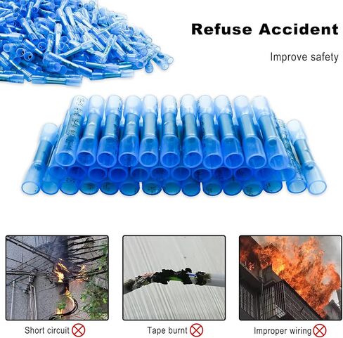500PCS Blue Heat Shrink Butt Connectors AWG16-14, Waterproof Marine Electrical Heat Shrink Wire Connectors, Solder Seal Wire Connectors, Insulated Electrical Butt Connectors in Saudi Arabia