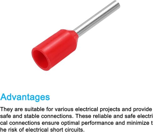 Uxcell 2000 قطعة موصل سلكي معزول بطرف تجعيد كهربائي 22 AWG للمشروعات الكهربائية باللون الأحمر in Saudi Arabia