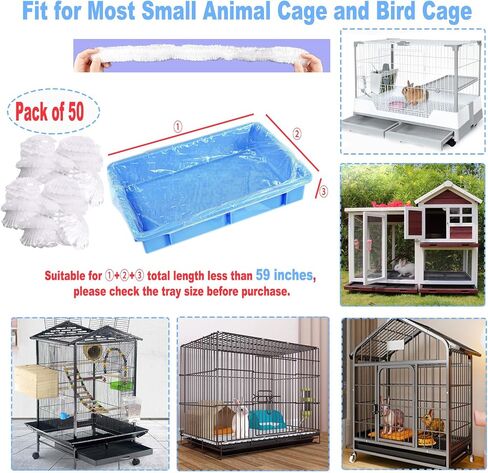 100Pcs Disposable Rabbit Cage Liner, 26'' X 18'' Plastic Guinea Pig Cage Liners Bag Elastic Small Animal Toilet Film, Clear Crate Tray Covers for Bunnies Ferret Hamster in Saudi Arabia