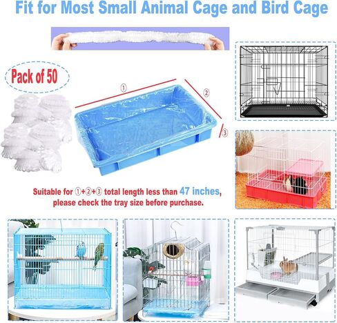 100Pcs Disposable Rabbit Cage Liner, 26'' X 18'' Plastic Guinea Pig Cage Liners Bag Elastic Small Animal Toilet Film, Clear Crate Tray Covers for Bunnies Ferret Hamster in Saudi Arabia