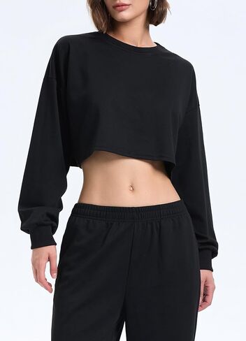 سويت شيرت كبير الحجم بدون ظهر بياقة دائرية للنساء، قمصان طويلة الأكمام، لطيف للخريف مفتوح من الخلف، هوديس، بلوفر علوي in Kuwait