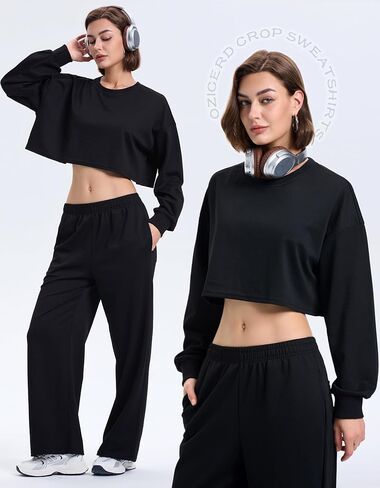 سويت شيرت كبير الحجم بدون ظهر بياقة دائرية للنساء، قمصان طويلة الأكمام، لطيف للخريف مفتوح من الخلف، هوديس، بلوفر علوي in Kuwait