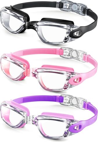 Kids Goggles Swimming Goggles-Kids-Swim: Anti Fog Kids Goggles for Girls Boys with UV400 No Leak 3 Pack Age 6-16 in Saudi Arabia