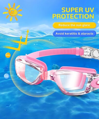 Kids Goggles Swimming Goggles-Kids-Swim: Anti Fog Kids Goggles for Girls Boys with UV400 No Leak 3 Pack Age 6-16 in Saudi Arabia
