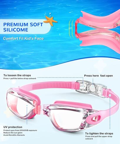 Kids Goggles Swimming Goggles-Kids-Swim: Anti Fog Kids Goggles for Girls Boys with UV400 No Leak 3 Pack Age 6-16 in Saudi Arabia