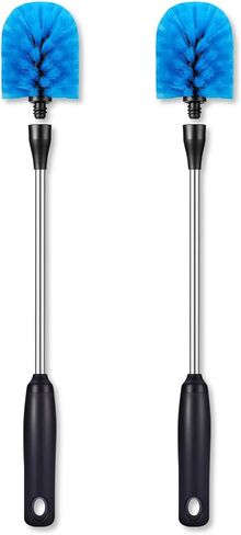 فرشاة الزجاجات المصنوعة من الفولاذ المقاوم للصدأ، قطعتان من فرشاة تنظيف زجاجات المياه ذات المقبض الطويل مع رأس قابل للإزالة، مصممة لتنظيف الزجاجات الرياضية وزجاجات الأطفال والأكواب والأقداح والأواني الزجاجية والقارورة، مقاس 13 بوصة in Kuwait