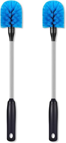 فرشاة الزجاجات المصنوعة من الفولاذ المقاوم للصدأ، قطعتان من فرشاة تنظيف زجاجات المياه ذات المقبض الطويل مع رأس قابل للإزالة، مصممة لتنظيف الزجاجات الرياضية وزجاجات الأطفال والأكواب والأقداح والأواني الزجاجية والقارورة، مقاس 13 بوصة in Kuwait