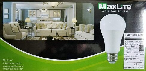 Maxlite LED 4 عبوات A19 لمبة 100 وات ضوء النهار 5000 ك، أبيض in Kuwait