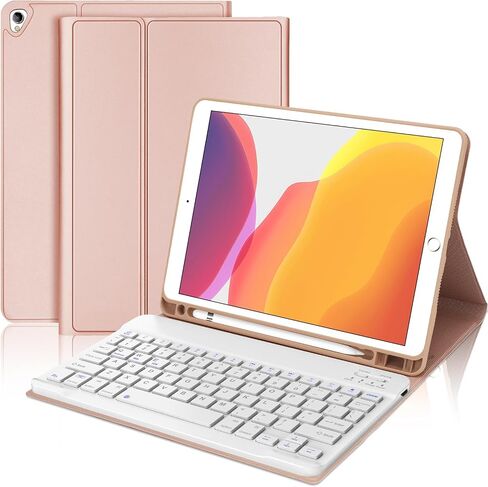 حافظة iPad 9th Gen 2021 مع لوحة مفاتيح 10.2 بوصة، iPad 8th Gen 2020/iPad 7th Gen 2019/iPad Air 3/iPad Pro 10.5 حافظة لوحة مفاتيح، لوحة مفاتيح بلوتوث لاسلكية قابلة للفصل مع حامل قلم لجهاز iPad 2021 9th in Saudi Arabia