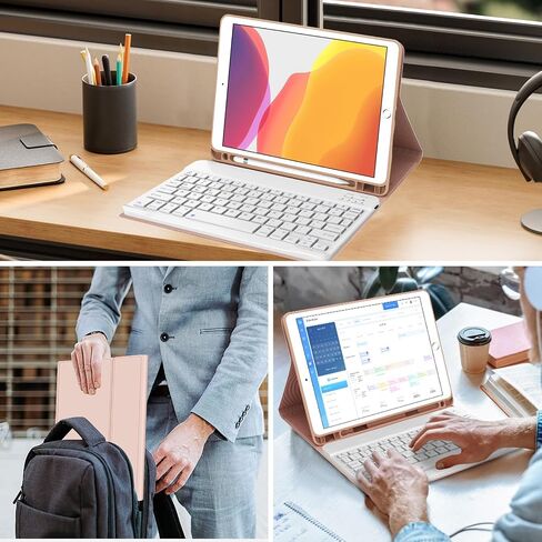 حافظة iPad 9th Gen 2021 مع لوحة مفاتيح 10.2 بوصة، iPad 8th Gen 2020/iPad 7th Gen 2019/iPad Air 3/iPad Pro 10.5 حافظة لوحة مفاتيح، لوحة مفاتيح بلوتوث لاسلكية قابلة للفصل مع حامل قلم لجهاز iPad 2021 9th in Saudi Arabia