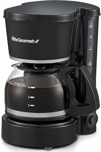 ماكينة صنع القهوة الأوتوماتيكية من Elite Gourmet EHC4128 بسعة 4 أكواب مع خاصية الإيقاف المؤقت والتقديم، إبريق زجاجي، فلتر قابل لإعادة الاستخدام، مفتاح تشغيل/إيقاف، حافظ على الدفء، مؤشر لمستوى الماء، أسود in Kuwait