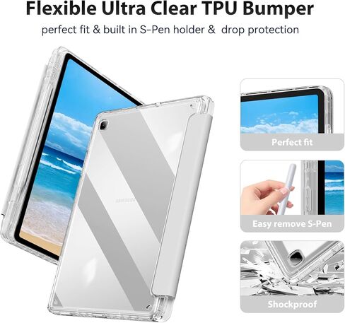 حافظة DUNNO لهاتف Samsung Galaxy Tab S6 Lite 10.4 بوصة 2024/2022/2020 مع حامل قلم S، غطاء نحيف للغاية مقاوم للصدمات مع غطاء خلفي شفاف عالي لجهاز Galaxy Tab S6 Lite الجديد 10.4 بوصة 2024 (أسود) in Kuwait