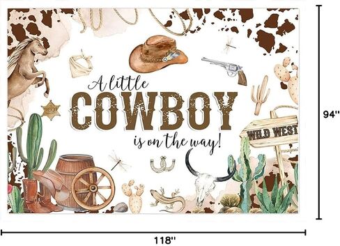 Avezano Cowboy Baby Shower Backdrops A Little Cowboy is On The Way Background Cowboy Backdrop for Baby Shower Party Decorations(Brown, 7x5ft) in Saudi Arabia
