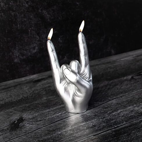 شمعة اليد Gute Rock & Roll، شمعة إشارة اليد على شكل قرون، هدية لمحبي الموسيقى والروك وسائقي الدراجات النارية ومحبي الروك! - 15 × 10 سم (أسود) in Saudi Arabia