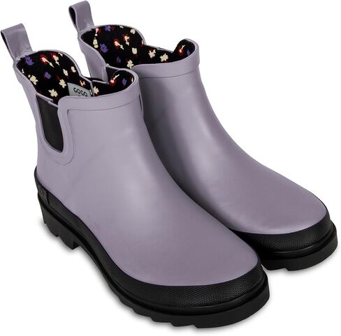 ShedRain GOGO Chelsea Short Rubber Rain Boots for Women, Comfortable Cotton Lining, Waterproof Exterior, Anti-Slip Lug Sole Garden and Outdoor Work Boots, Adjustable Width in Saudi Arabia