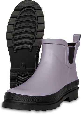 ShedRain GOGO Chelsea Short Rubber Rain Boots for Women, Comfortable Cotton Lining, Waterproof Exterior, Anti-Slip Lug Sole Garden and Outdoor Work Boots, Adjustable Width in Saudi Arabia