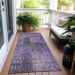 Addison Rugs Chantille ACN669 Eggplant 2'3" x 7'6" Indoor Outdoor Hallway Runner Rug, Easy Clean, Machine Washable, Non Shedding, Kitchen Area Carpet for Bathroom, Patio, Laundry and Bedroom Rug