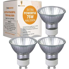 3 PACK New GU10 Halogen Heat Spot Lamp 75 Watt Candle Warmer Lamp Replacement Light Bulb I Top Down Heating Wax Melter Recessed Lighting Spotlight Fixture Kitchen Bathroom Vanity 75W Heating Lights