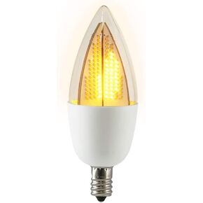 Euri Lighting Flickering Flame Bulb, ECA9.5-2120fc, LED CA9.5 Candelabra, E12, 1W (6W Equal), Warm White 1800K, Non-Dim, 80lm, 120° Angle, White Housing, UL Listed, One Count
