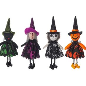 FZBNSRKO 4pcs Halloween Hanging Tree Ornaments,Pumpkin/Ghost/Witch/Black Cat Pendant Halloween Hanging Ghost Decoration for Home Indoor/Outdoor Party Supplies Decor, (Random Color)