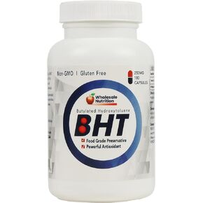 Wholesale Nutrition BHT Capsules - 250mg, 180 Caps (6 Month Supply), Antioxidant & Preservative, Non-GMO, Gluten-Free, 100% Made in The USA