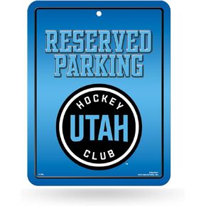 Rico Industries NHL Hockey Utah Hockey Club Primary 8.5" x 11" Carbon Fiber Metal Parking Sign - Great for Man Cave, Bed Room, Office, Home Décor