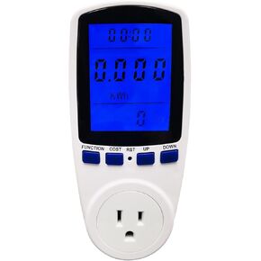 Power Consumption Monitor Electricity Usage Monitor Plug Power Watt Voltage Amps Meter, Overload Protection and 7 Display Modes for Energy Saving AMF050M