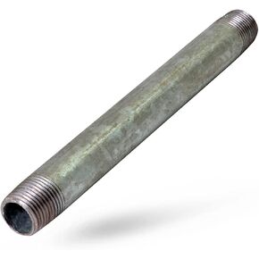 OQHM1412 12" Long Galvanized Steel Nipple Pipe Fitting with 1/4" Nominal Size Diameter, 1/4" x 12"