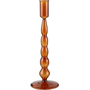 47th & Main Holder for Taper Candle Glass Candlestick Candleholder, 10-Inches High, Plum