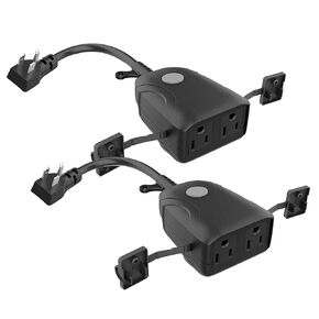 Feit Electric Smart Dual Outdoor Plug, WiFi Waterproof Plug, Grounded Sockets, Compatible with Alexa and Google Assistant, App Controlled, 15Amp Indoor/Outdoor 2 Outlet Plug/WiFi/WP (2 Pack)