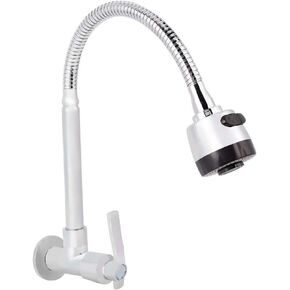 Kitchen Sink Faucet, G1/2inch Household Kitchen Single Cold Type Water Faucet, 360 Degree Rotatable Wall Mount Faucet for Kitchen Bathroom Laundry, for 22-30mm Hole Diameter