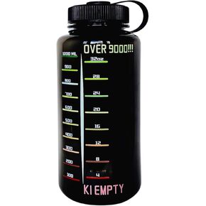 Water Bottle, Anime Inspired, It's over 9000, BPA-Free Large Plastic Water Jug With Screw Top Lid, Wide Mouth, Hydration For Outdoor Sports, Gym, Yoga. Holds 32 Ounces, Travel Container