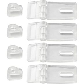 4 Sets Mini Hinge Hasp Acrylic Hasp Buckle 25x43mm Lock Hinge Latch Buckles for Mini Doors, Jewelry Box, Mini Cabinet
