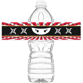Ninja Bottle Wraps - Set of 20 - Ninja Water Bottle Labels - Ninja Decorations - Made in The USA