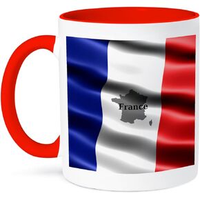 3dRose French Flag Design Two Tone Mug, 11 oz, Red,mug_204483_5