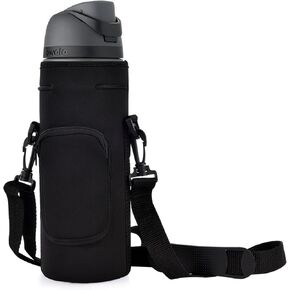 AF-WAN Neoprene Carrier Water Bottle Insulation Sleeve,Waterproof, Anti-Slip, Anti-Scratch Pouch with Shoulder Strap, fit for Owala Insulated Stainless Steel Water Bottle (Black, For 24 oz)