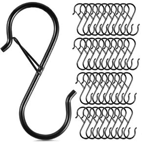 WSSROGY 35 Pcs S Hooks Hangers with Safety Buckle 3.6 inch Closet Hooks Fence Hooks for Hanging Plants, Clothes, Kitchenware
