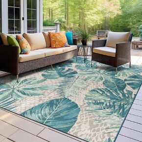 Rugshop Contemporary Tropical Floral Indoor/Outdoor Area Rug 7'10" x 10'6" Blue