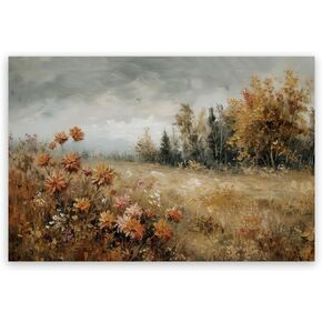 Fall Wall Art Pumpkin Canvas Poster Rustic Fall Vintage Decor Aesthetic Thanksgiving Art Prints For Home Office Living Room Wall Decor 8x12inch Unframed