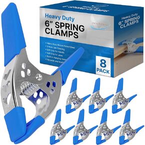 Lot of 12-6" inch Spring Clamp Large Super Heavy Duty Spring Metal Blue - 2.5 inch Jaw opening
