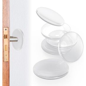 FlyCoco 2in Silicone Door Stoppers for Wall, 6PCS Reusable Washable Self Adhesive Round Transparent Door Bumper, Gel Soft Silencer Shock Wall Protector for Refrigerators Kitchen Home Office Bedroom