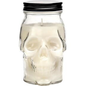 Halloween Skull Candle, Large Skull Candle Gothic Decorations for Home Table Bar Indoor Room,Scary Halloween Decorations Indoor White